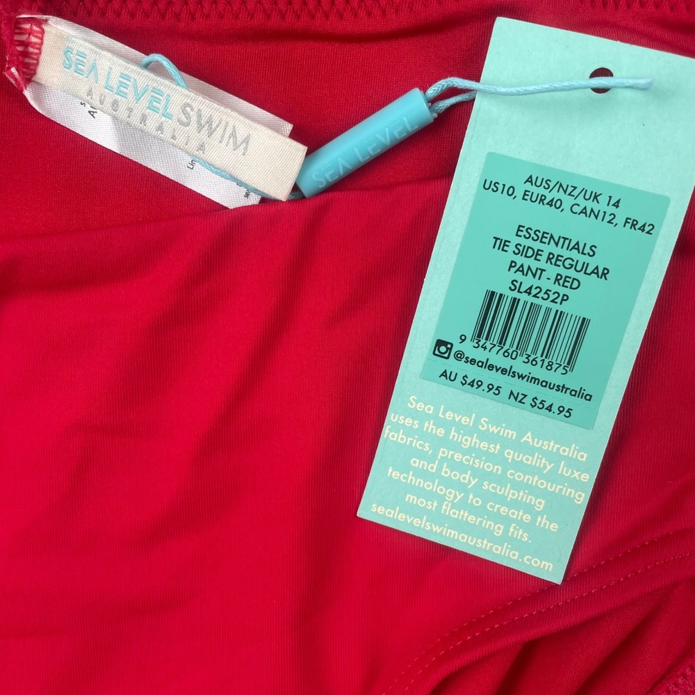 Sea Level Swim Australia Bikini Bottoms Bundle Red & Striped Size US 10 NWT - Picture 5 of 5